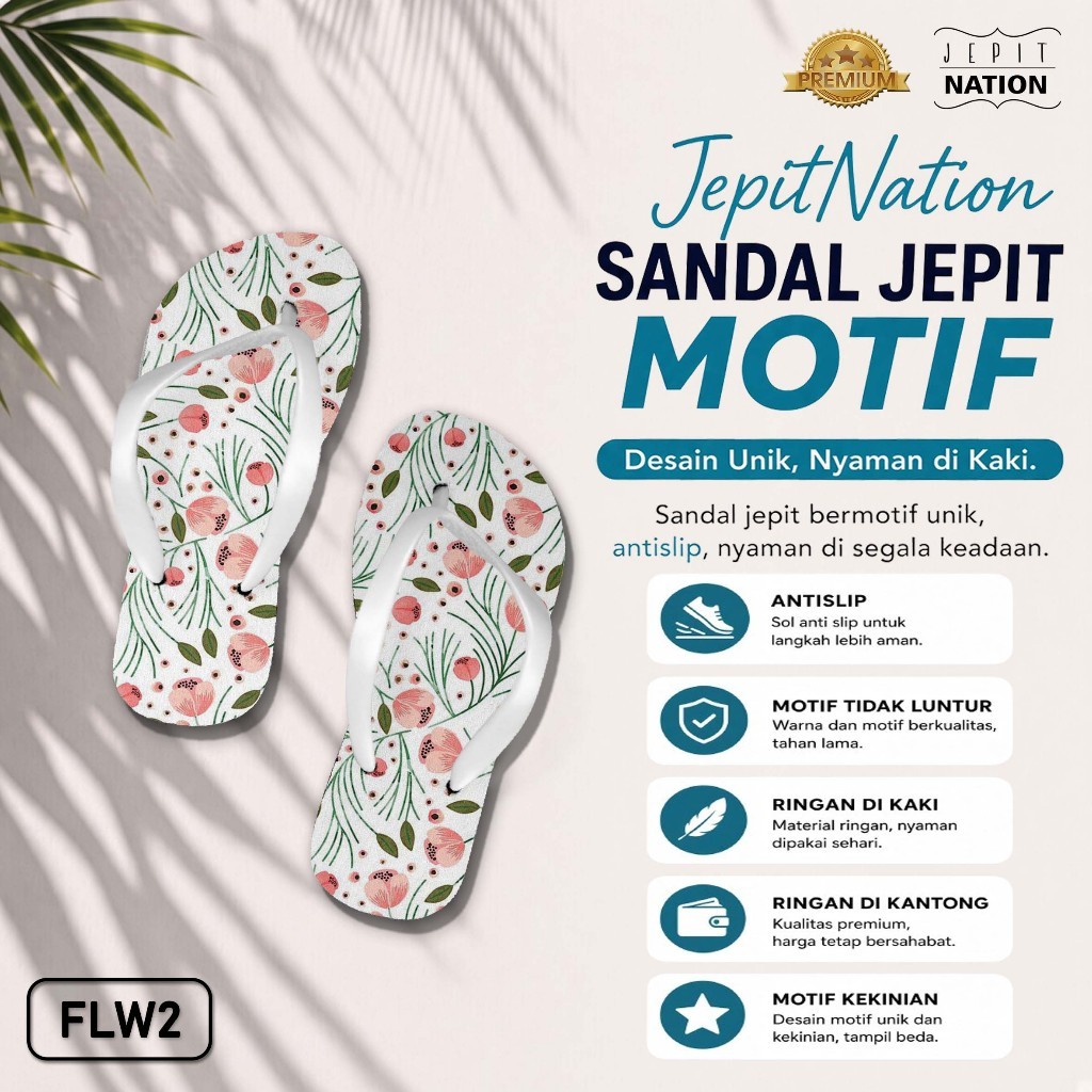 Sandal Jepitnation motif Floral Pastel